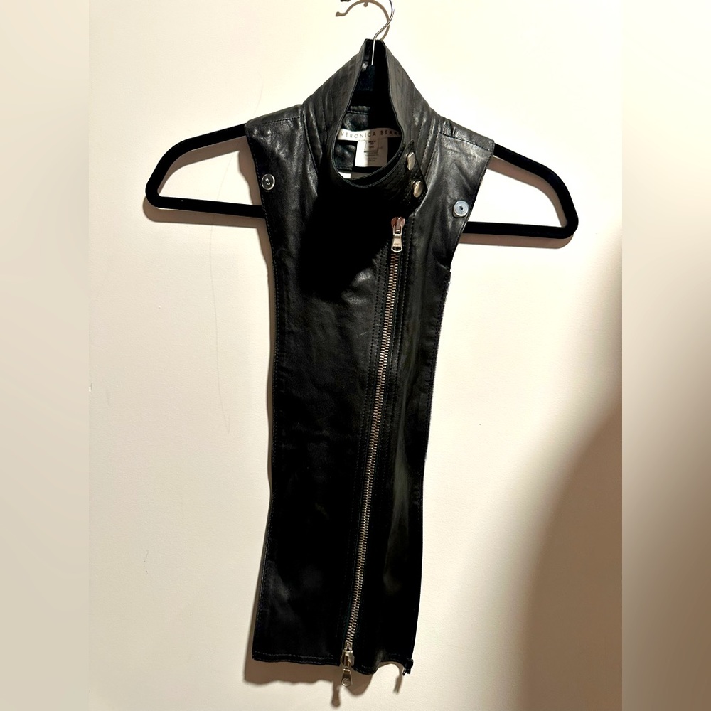 Veronica beard black leather dickie